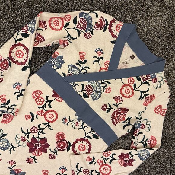 Tea Collection Wrap Front Taiyo Dress Girls 12 Long Sleeve Oatmeal Floral - Picture 4 of 13